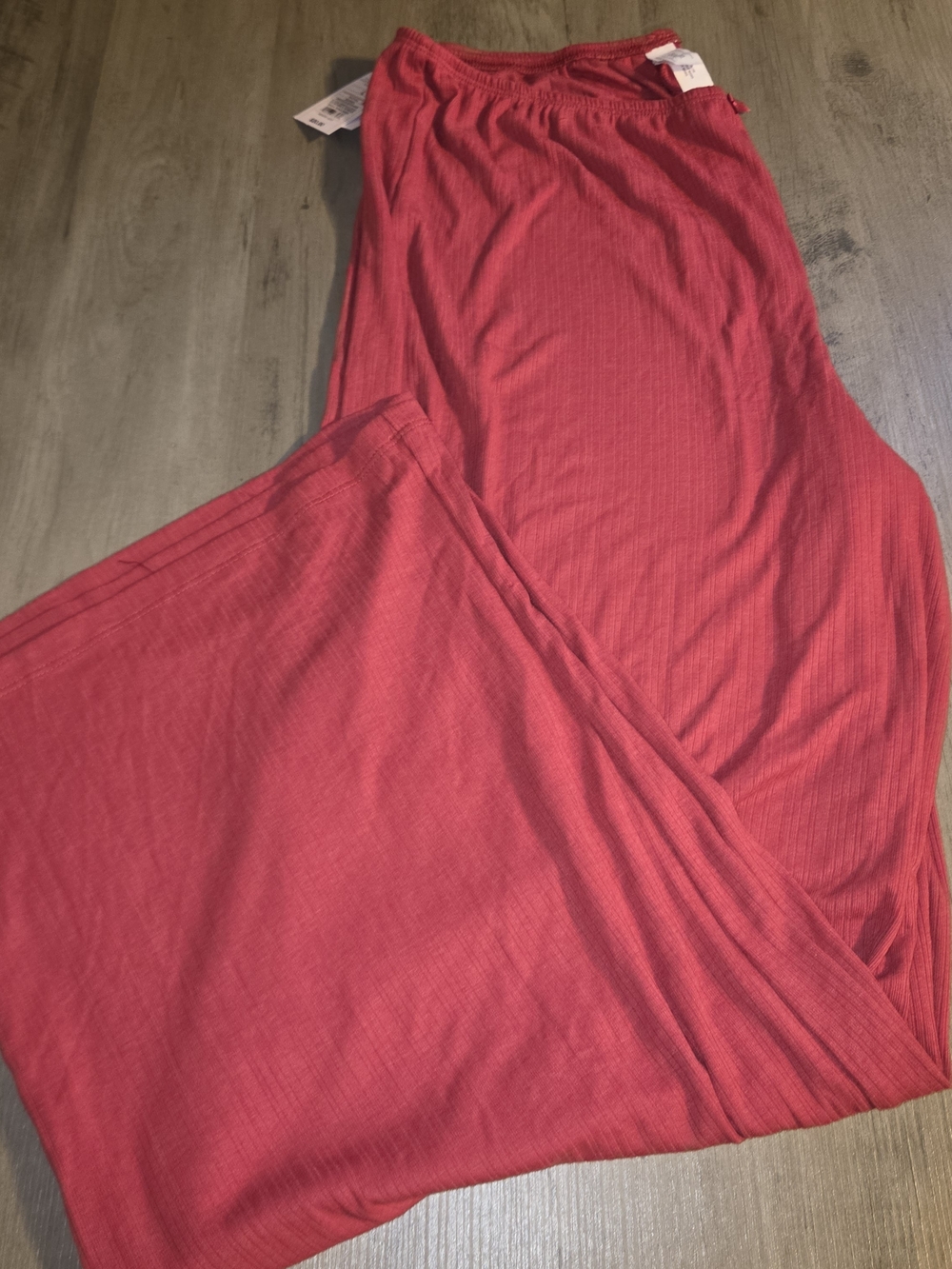 NWT Auden Soft Ribbed Wide Leg Lounge Pants Red Size L